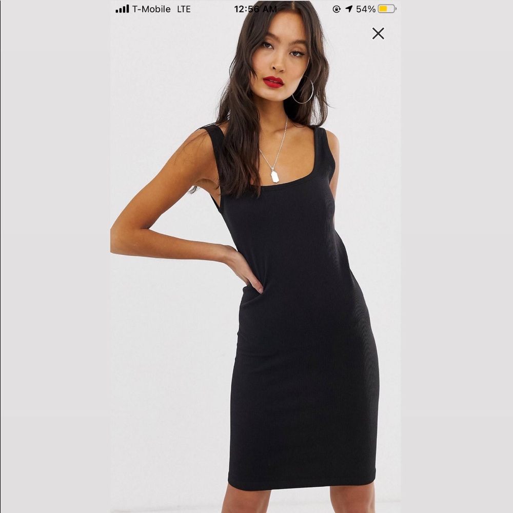 Noisy May square neck ribbed bodycon dress